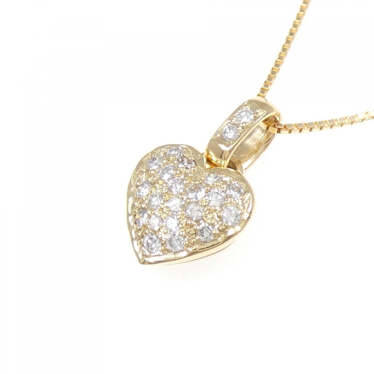 K18YG ハート パヴェ ダイヤモンド ネックレス 0.28CT