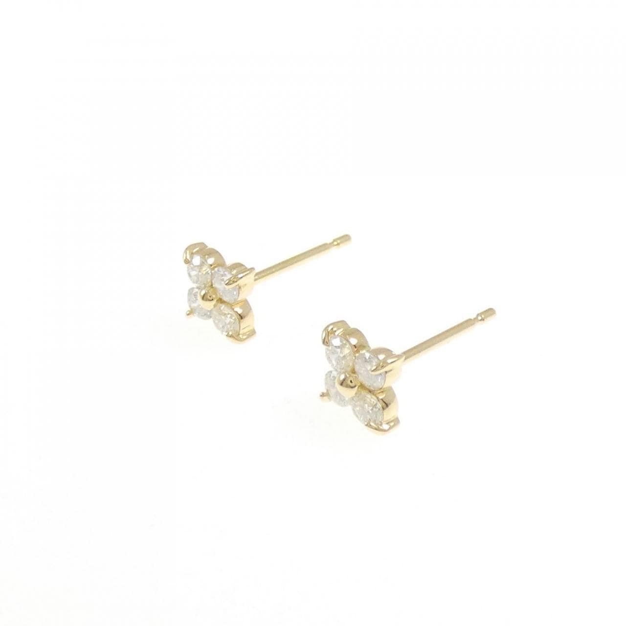 【リメイク】K18YG フラワー ダイヤモンド ピアス 0.30CT