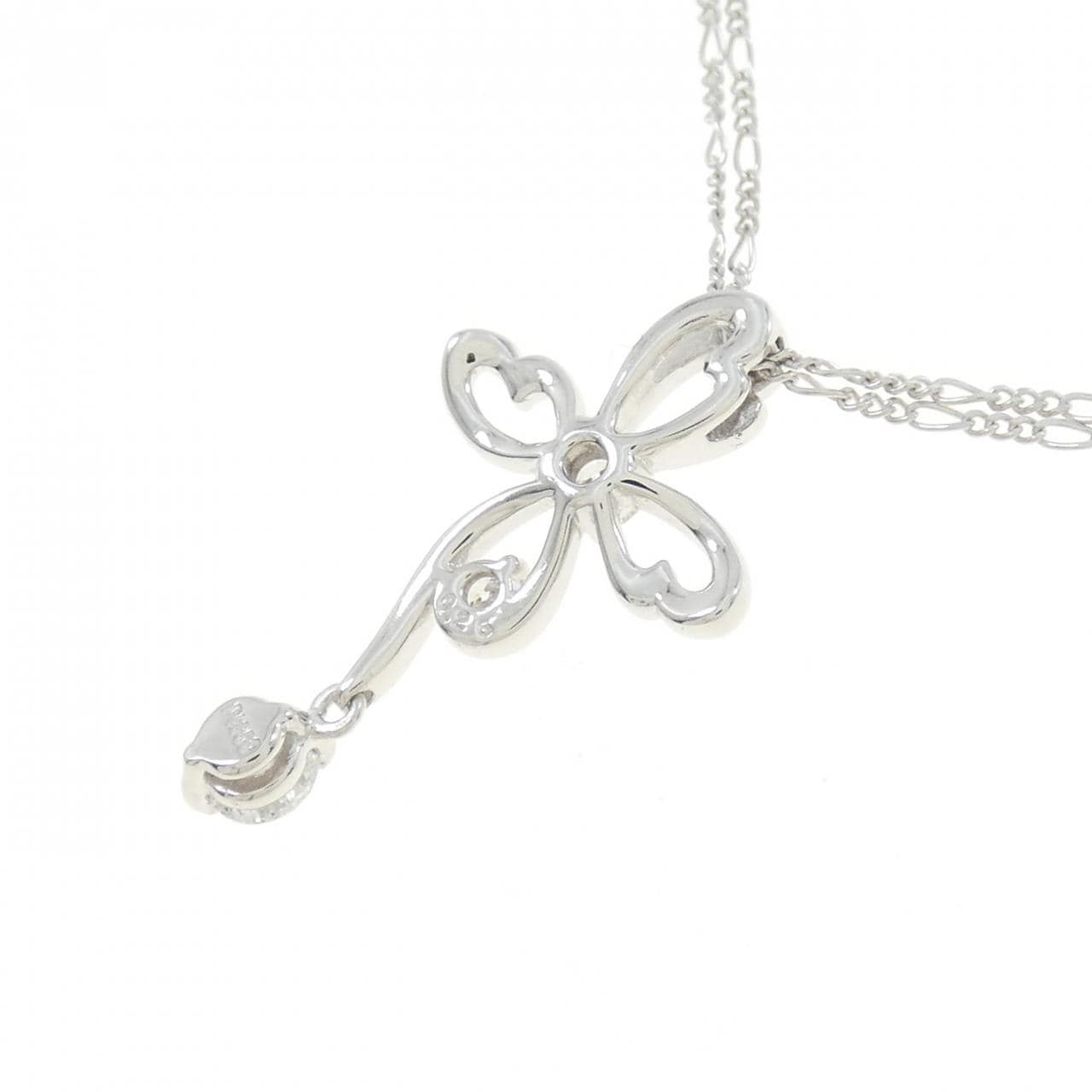 PT/K18WG フラワー ダイヤモンド ネックレス 0.25CT