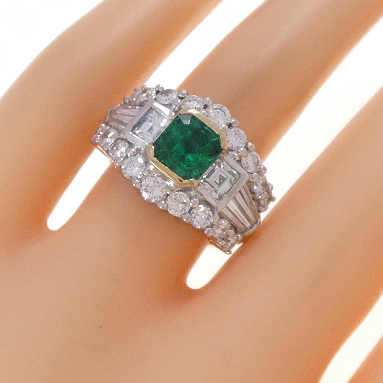 PT900/K18YG エメラルド リング 1.27CT