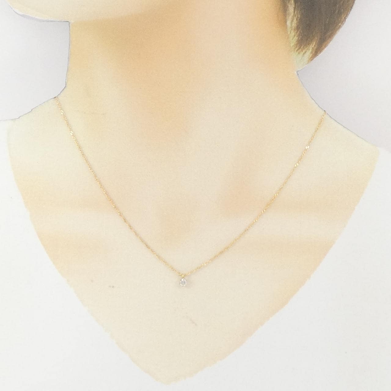 K18YG ソリティア ダイヤモンド ネックレス 0.10CT
