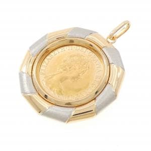 K18YG/PT(枠) コイン ペンダント