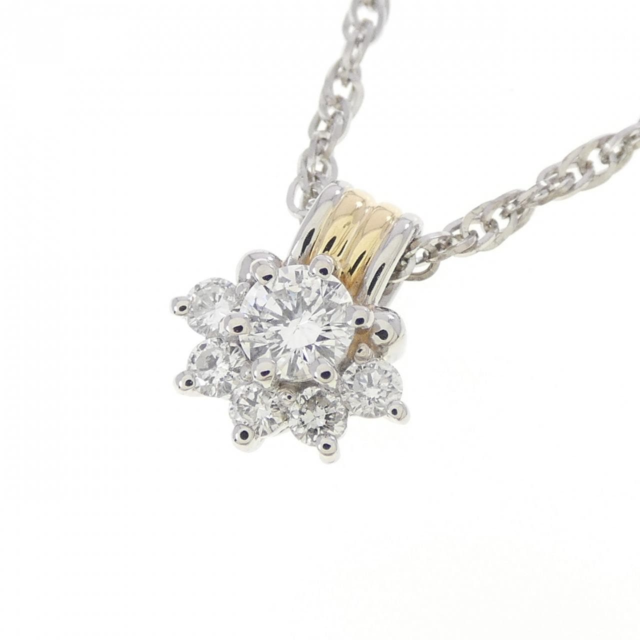 PT900/K18YG/PT850 ダイヤモンド ネックレス 0.15CT