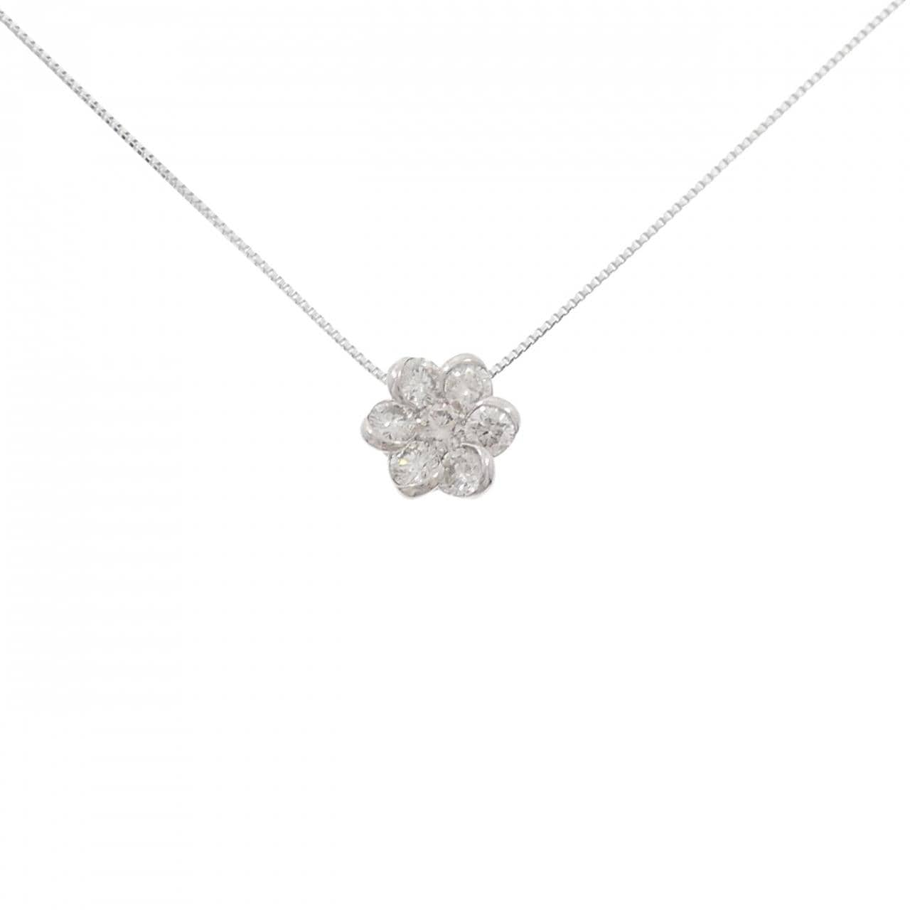 K18WG flower Diamond necklace 0.50CT