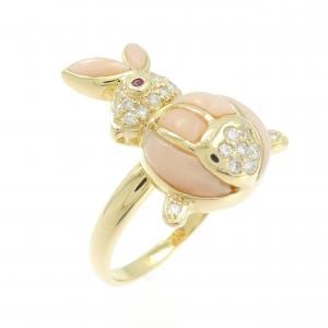 K18YG ラビット カラーストーン リング