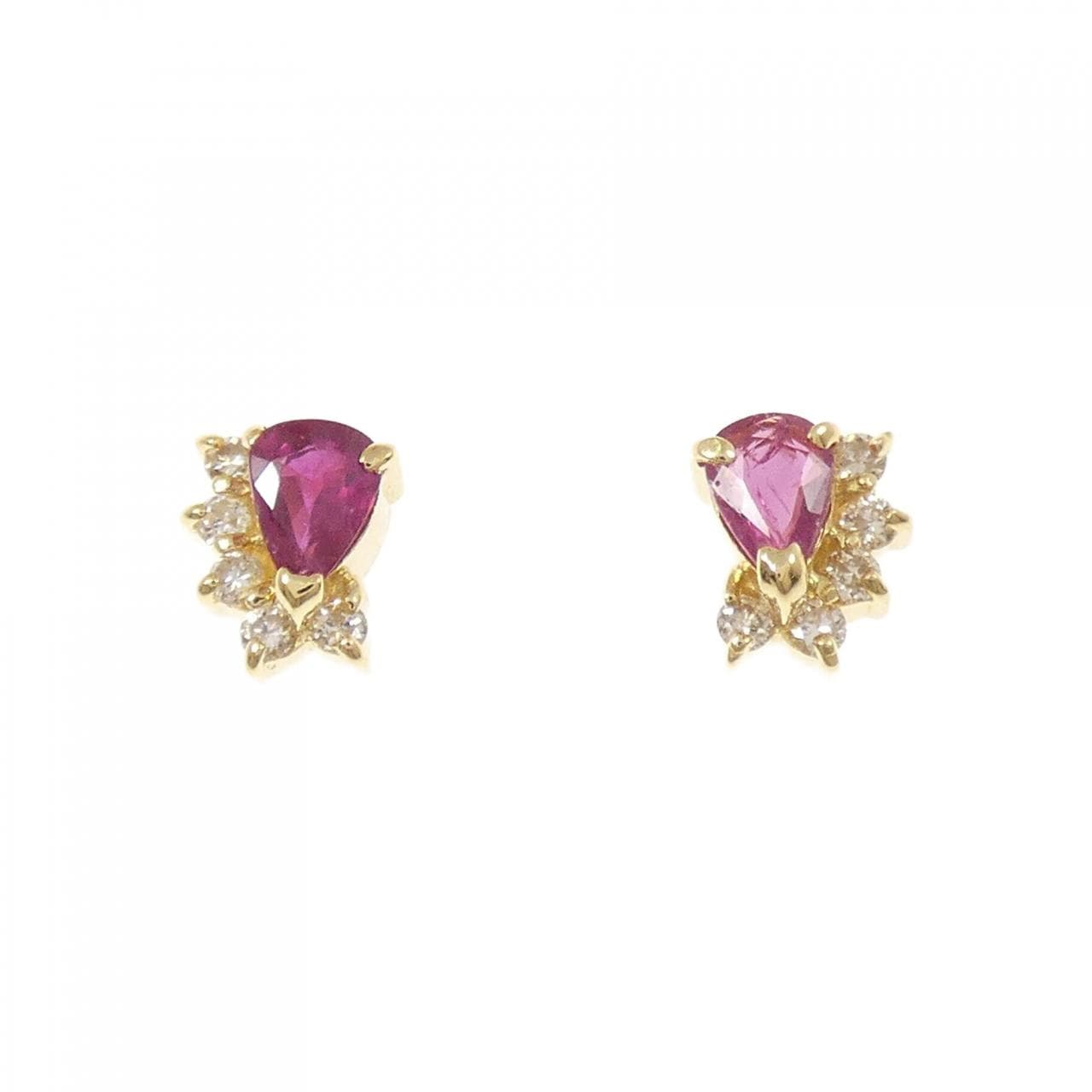 K18YG ルビー ピアス 0.44CT