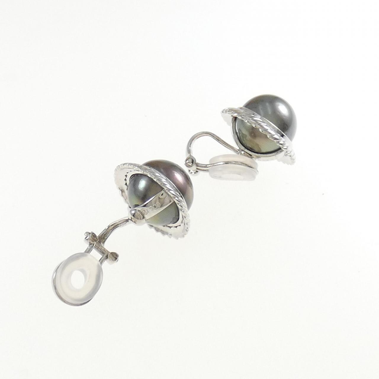 PT black butterfly pearl earrings 11.1mm