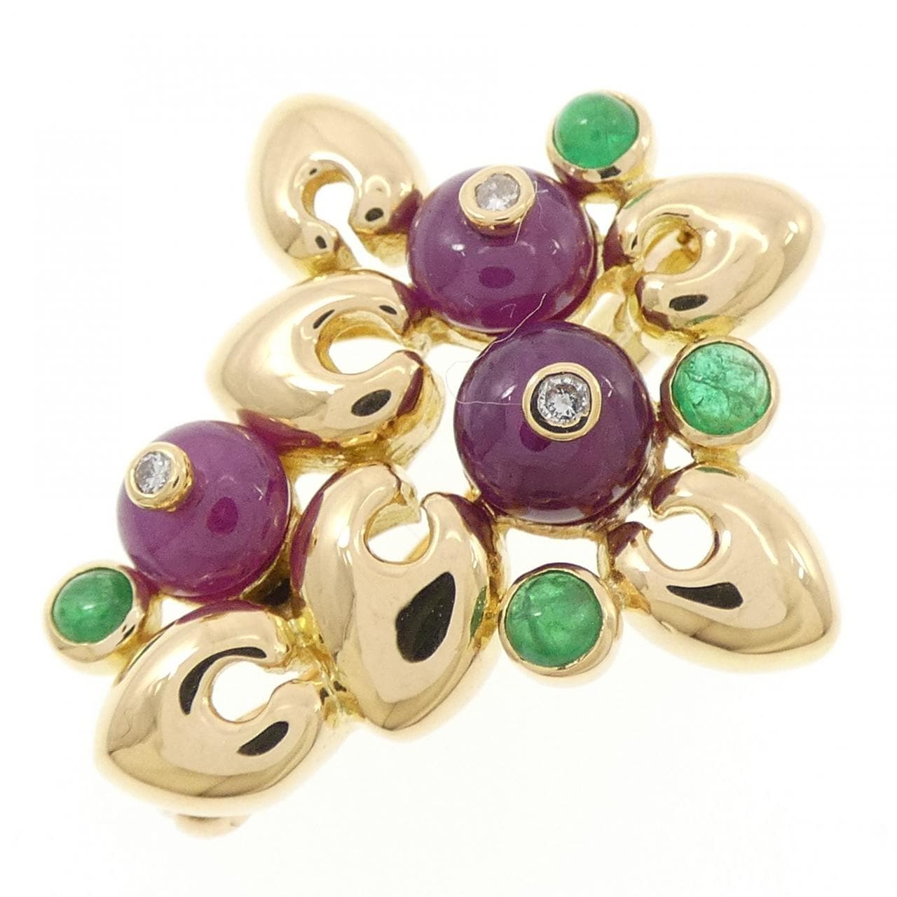 K18YG カラーストーン ブローチ