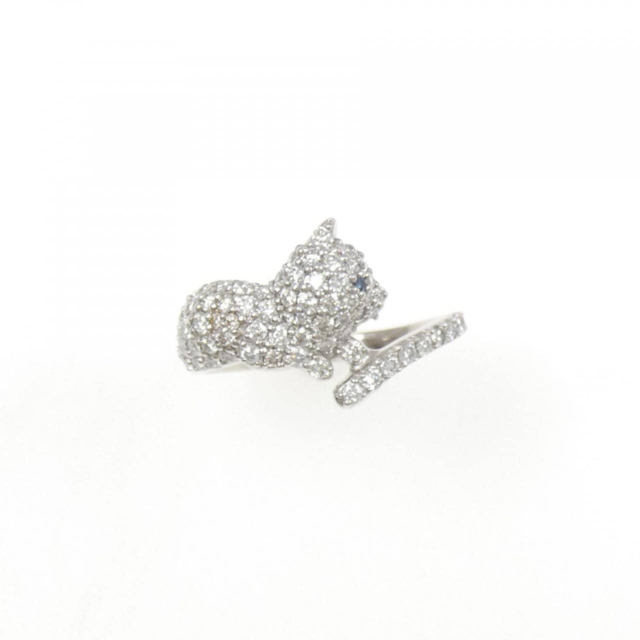 PT950 パヴェ キャット ダイヤモンド リング 0.61CT