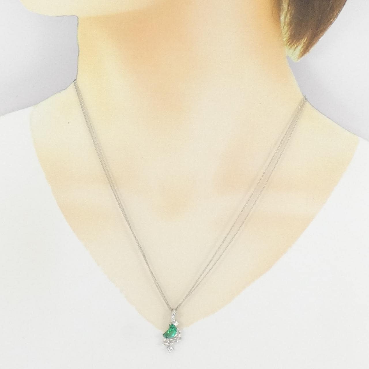 クレサンベール 合成エメラルド ネックレス 0.76CT