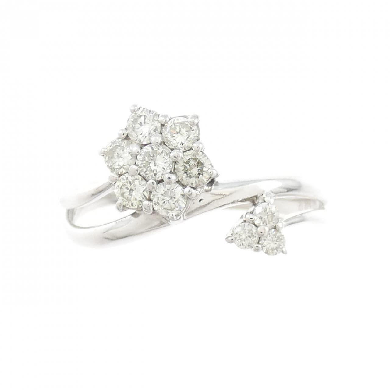 K18WG フラワー ダイヤモンド リング 0.51CT