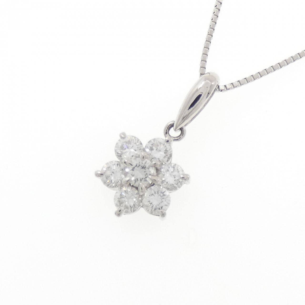 PT900/PT850 フラワー ダイヤモンド ネックレス 0.58CT