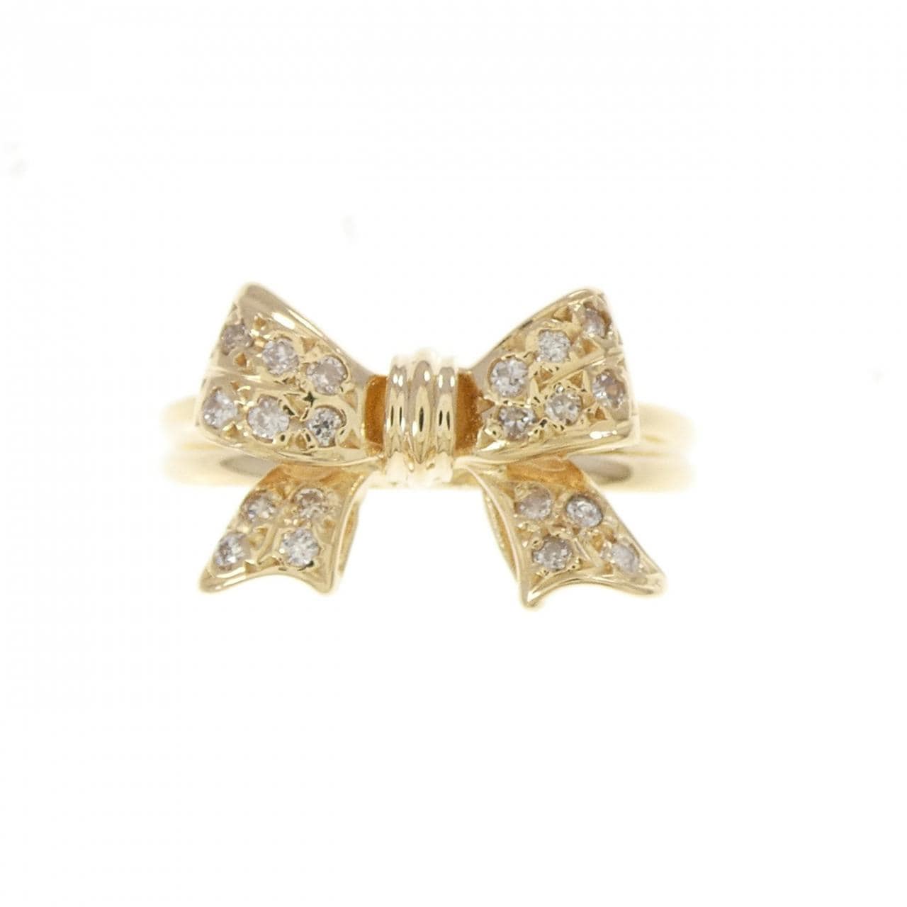 K18YG リボン ダイヤモンド リング 0.12CT