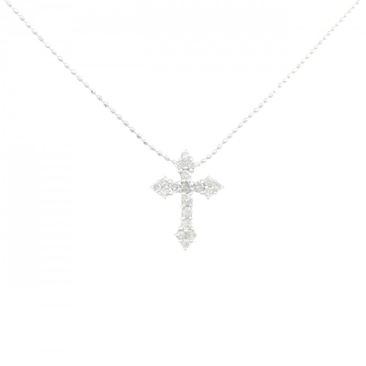 K18WG クロス ダイヤモンド ネックレス