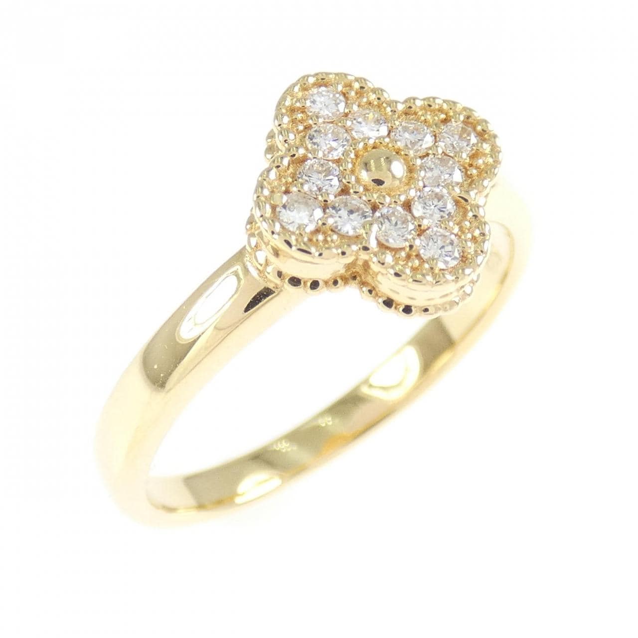 K18YG フラワー ダイヤモンド リング 0.15CT