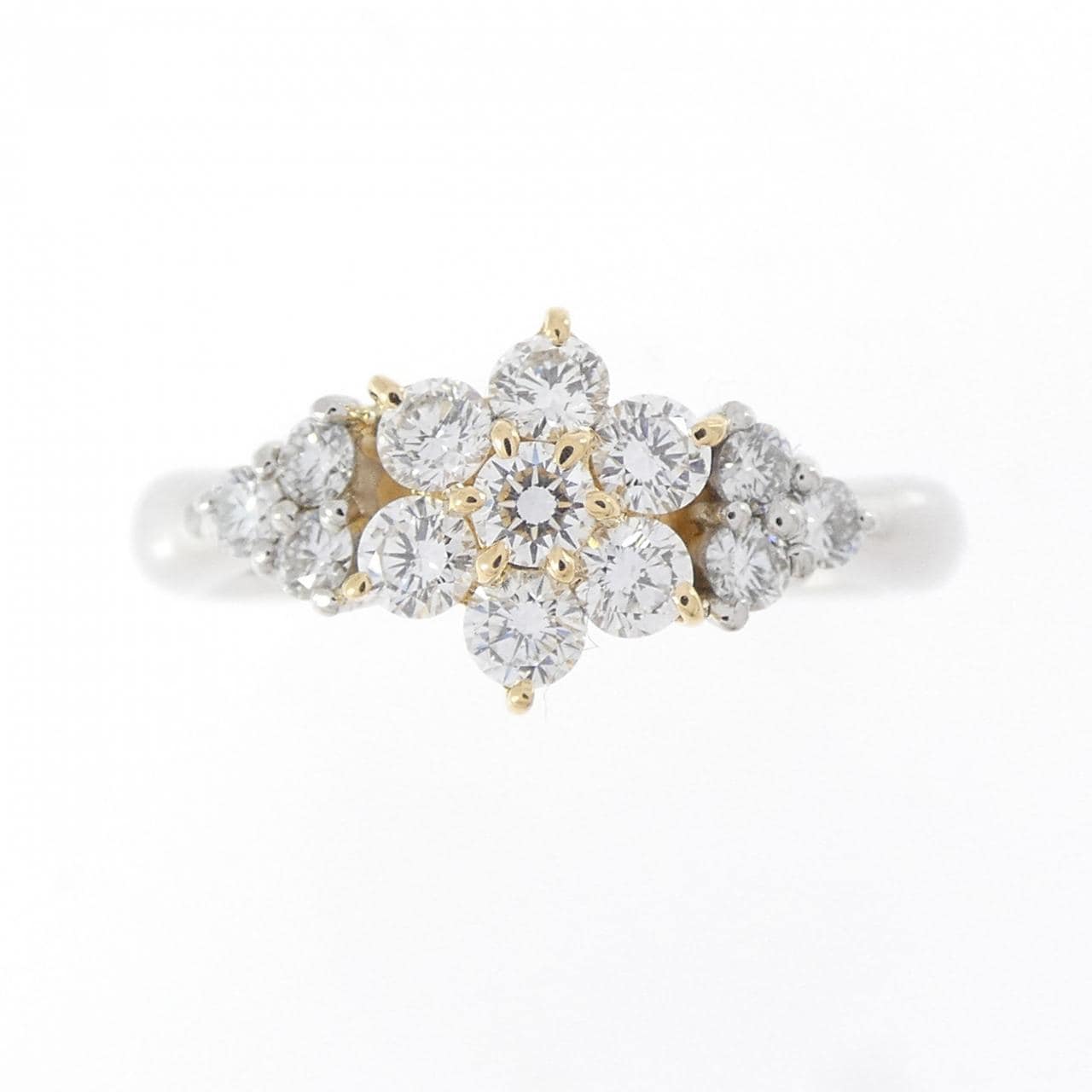 PT900/K18YG フラワー ダイヤモンド リング 0.50CT