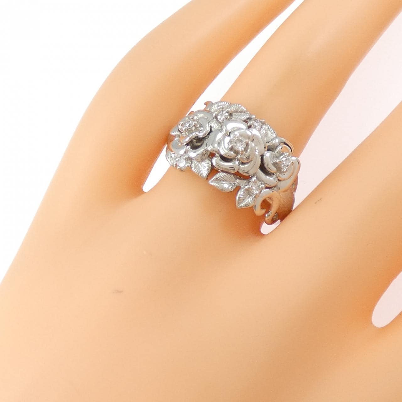 PT999 フラワー ダイヤモンド リング 0.16CT