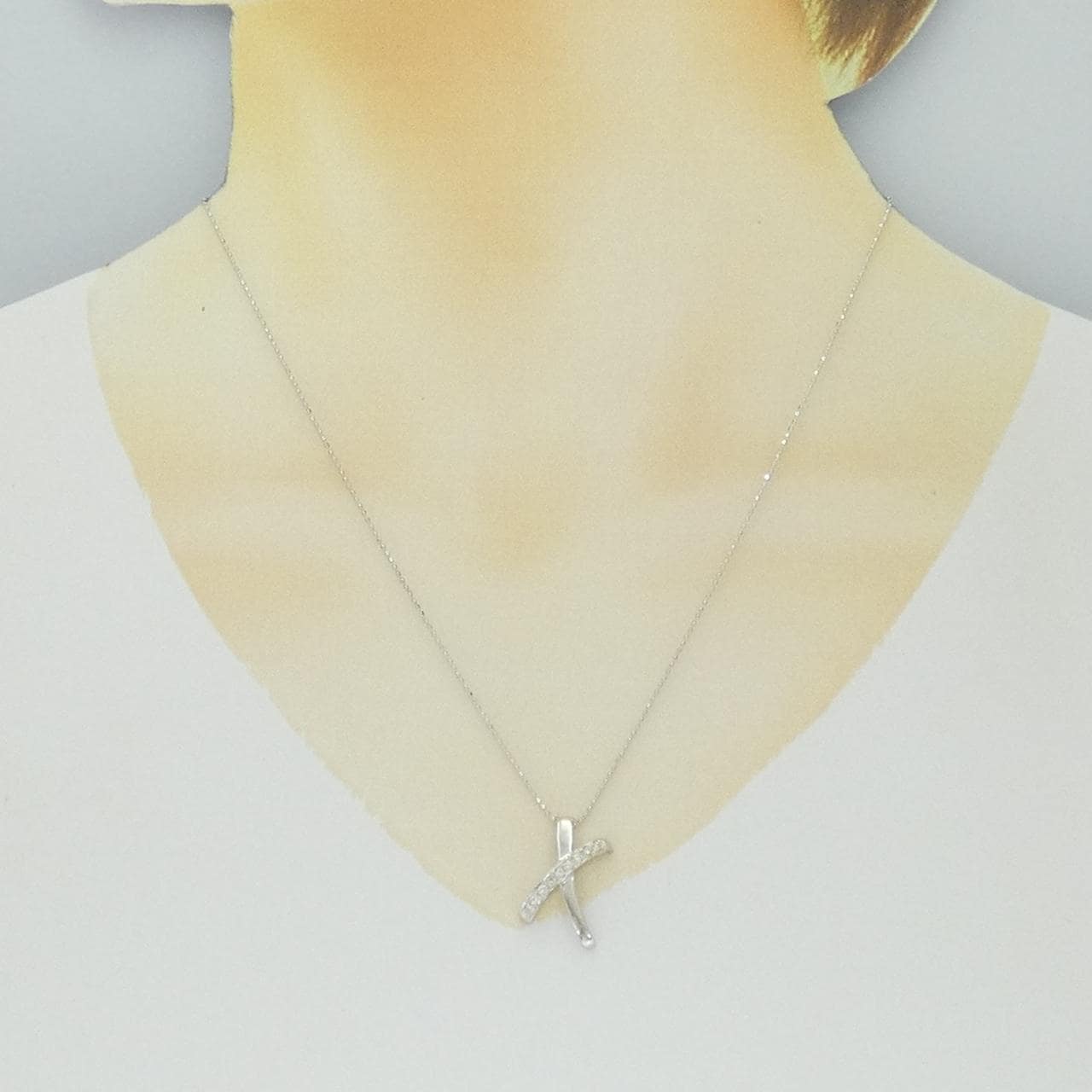 K18WG ダイヤモンド ネックレス 0.18CT