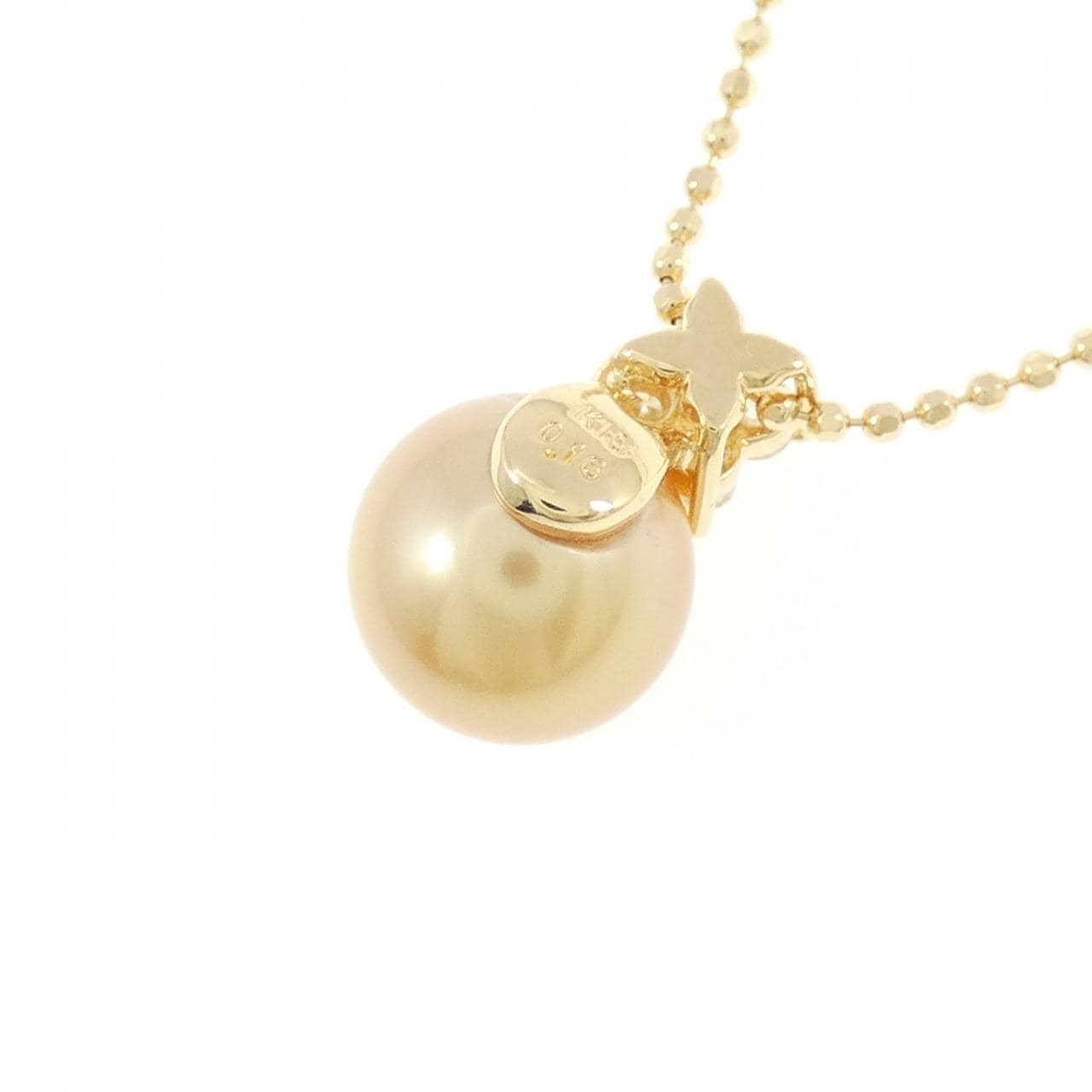 K18YG 白蝶パール ネックレス 9.4mm