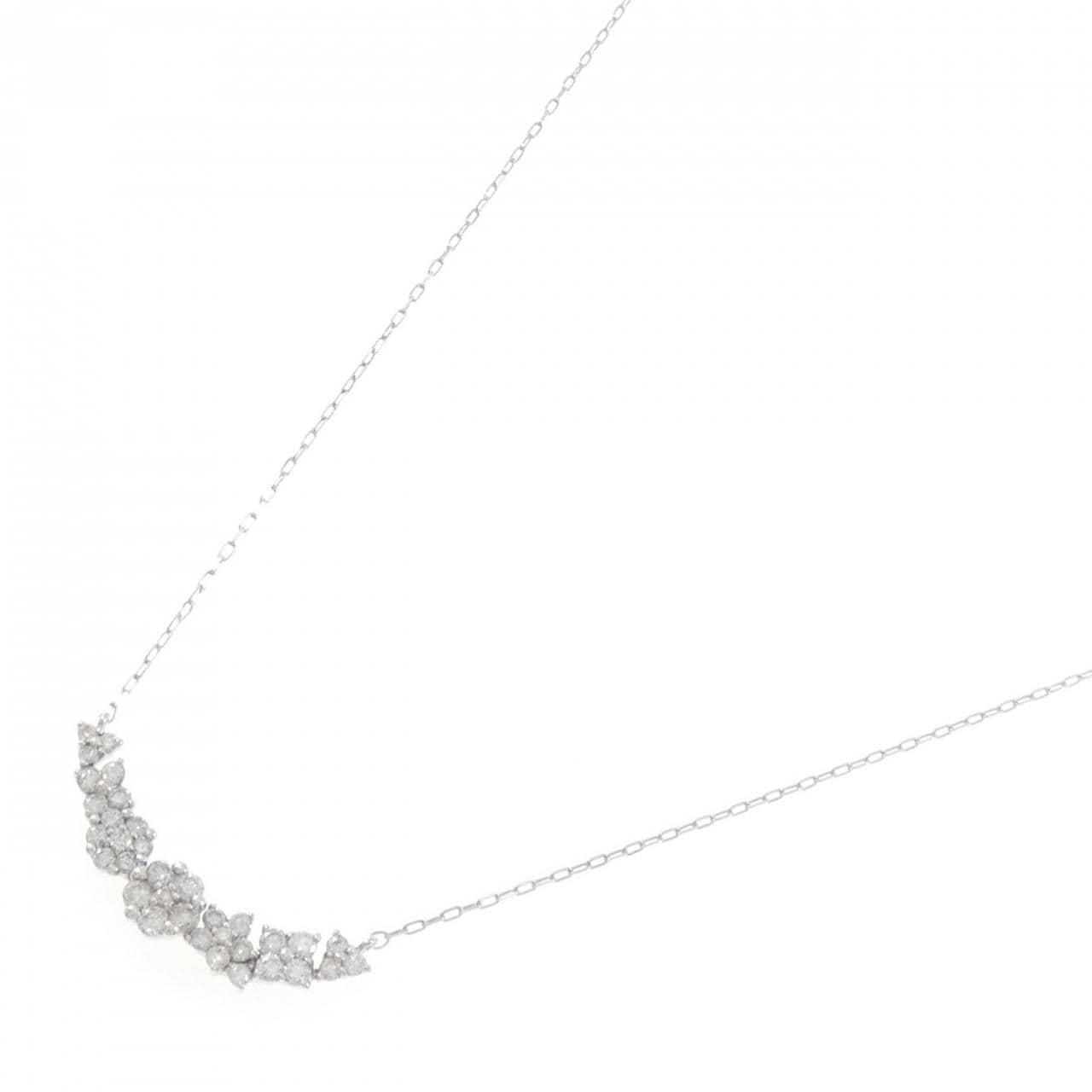 K18WG フラワー ダイヤモンド ネックレス 0.50CT