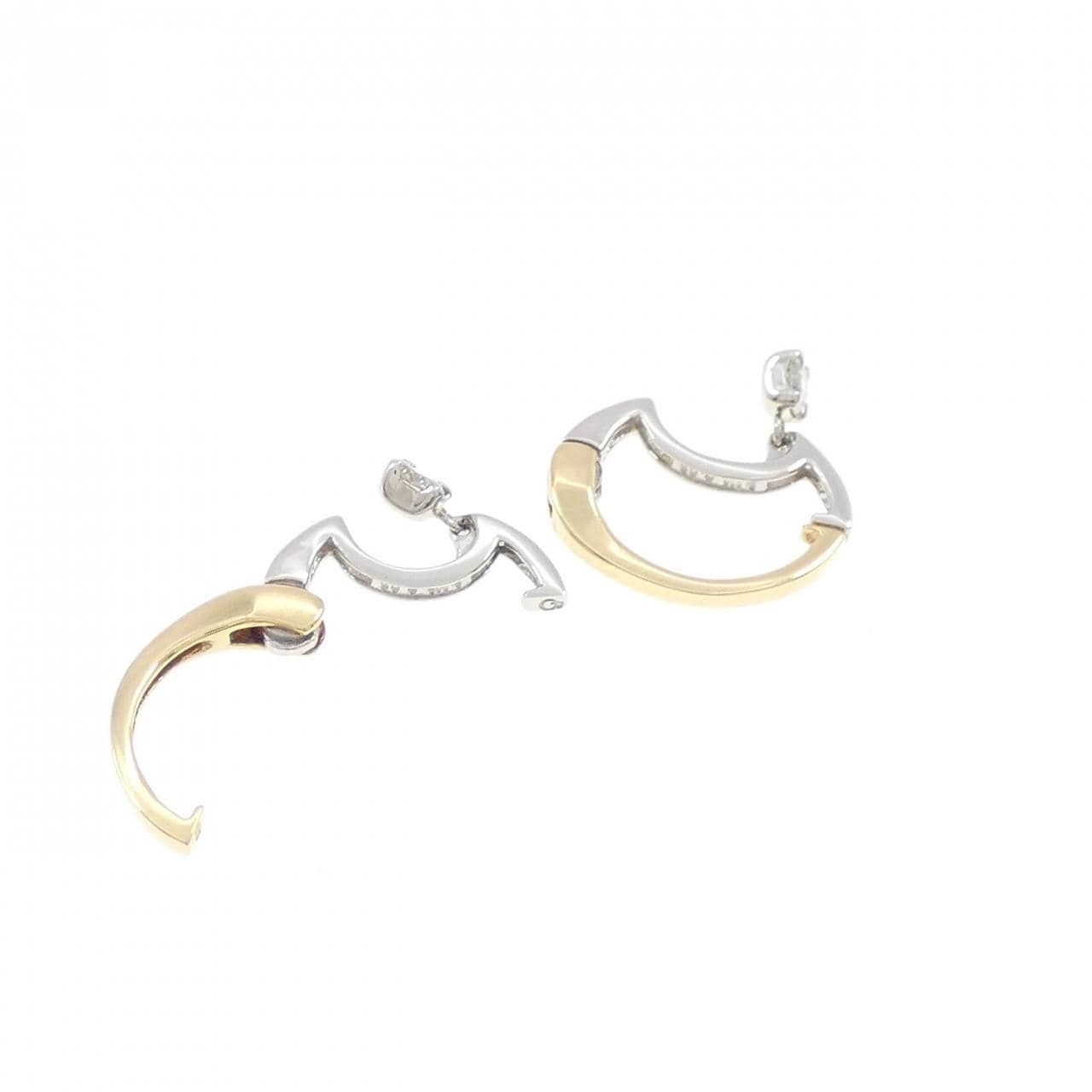 K18YG/PT900 ダイヤモンド イヤリング 0.10CT