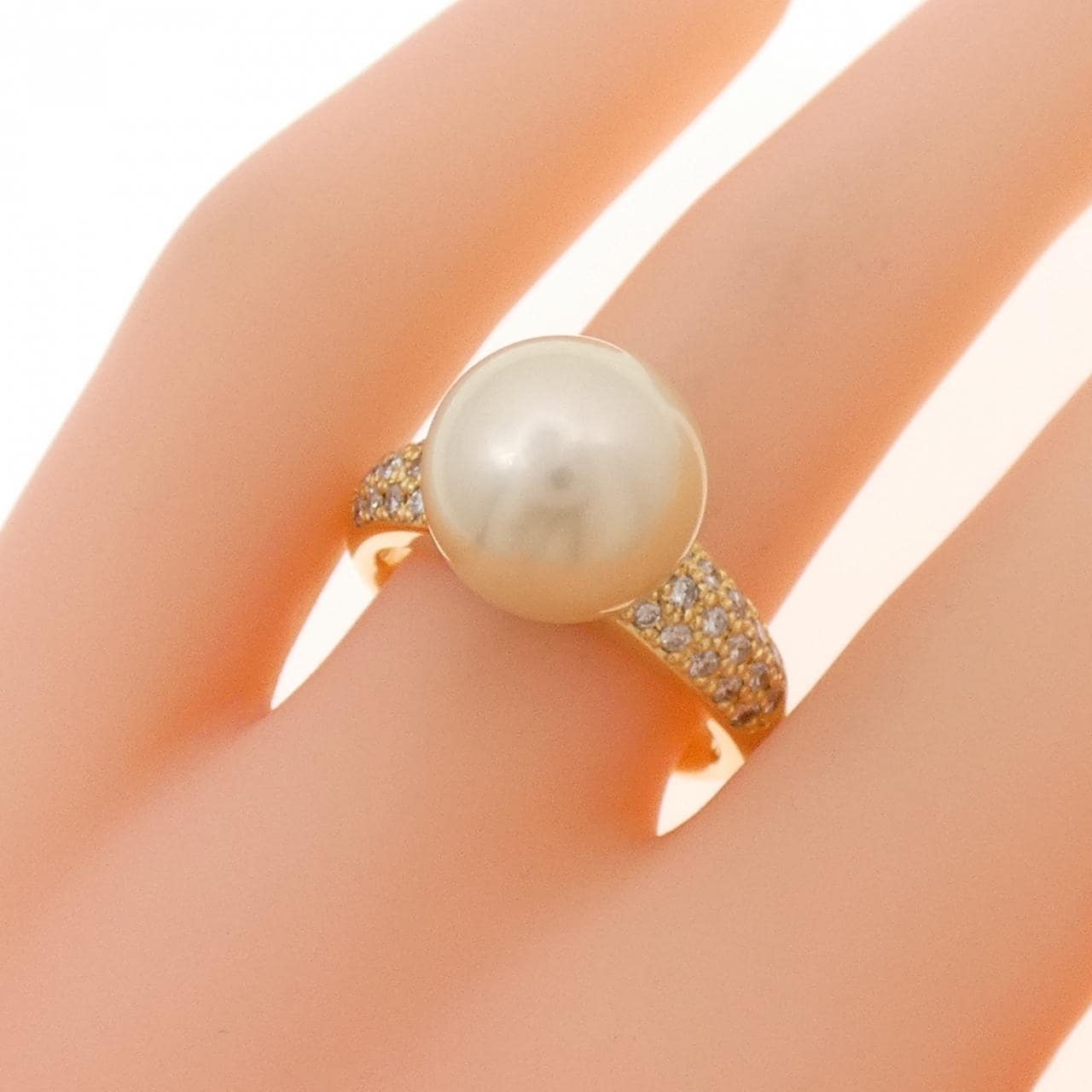 K18YG 白蝶パール リング 10.8mm