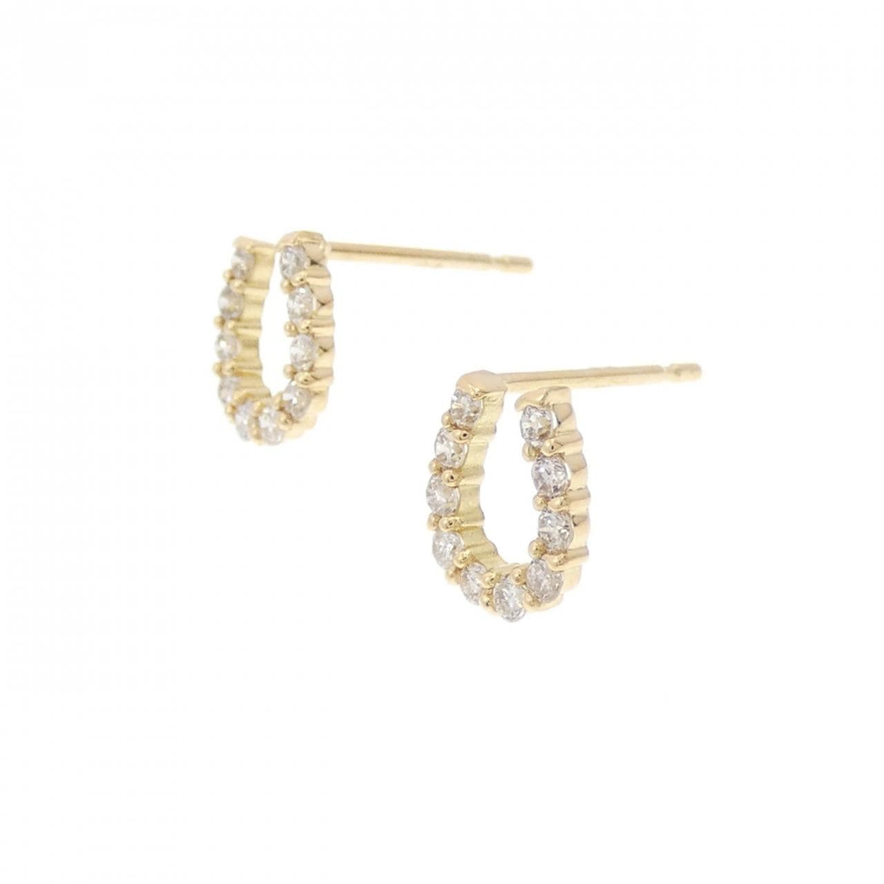 【新品】K18YG ホースシュー ダイヤモンド ピアス 0.20CT