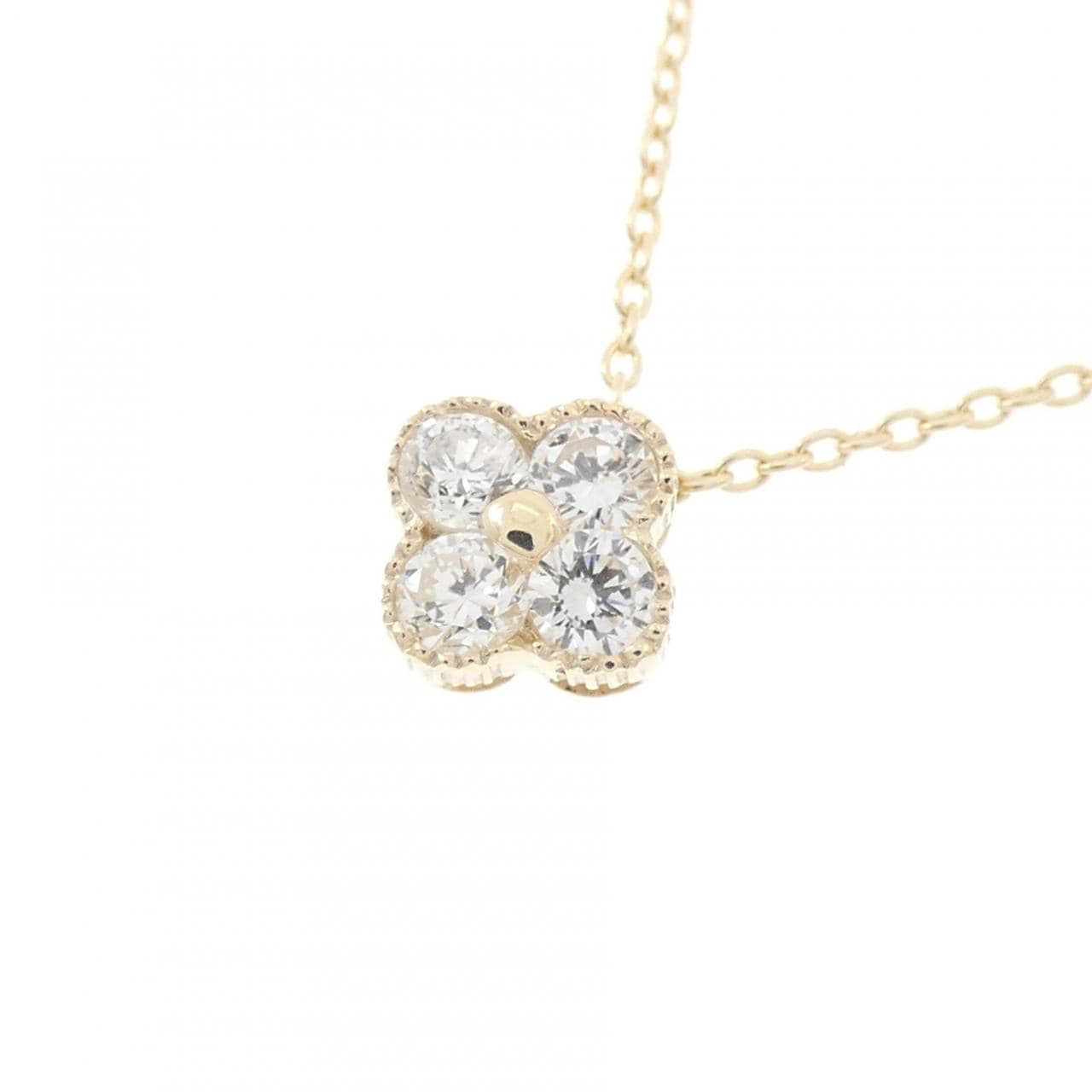 【リメイク】K10YG フラワー ダイヤモンド ネックレス 0.20CT