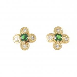 K18YG フラワー ガーネット ピアス 0.26CT
