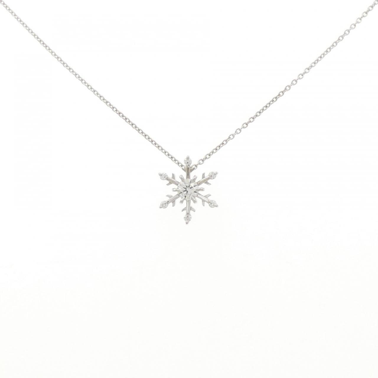 K18WG スノーフレーク ダイヤモンド ネックレス 0.18CT