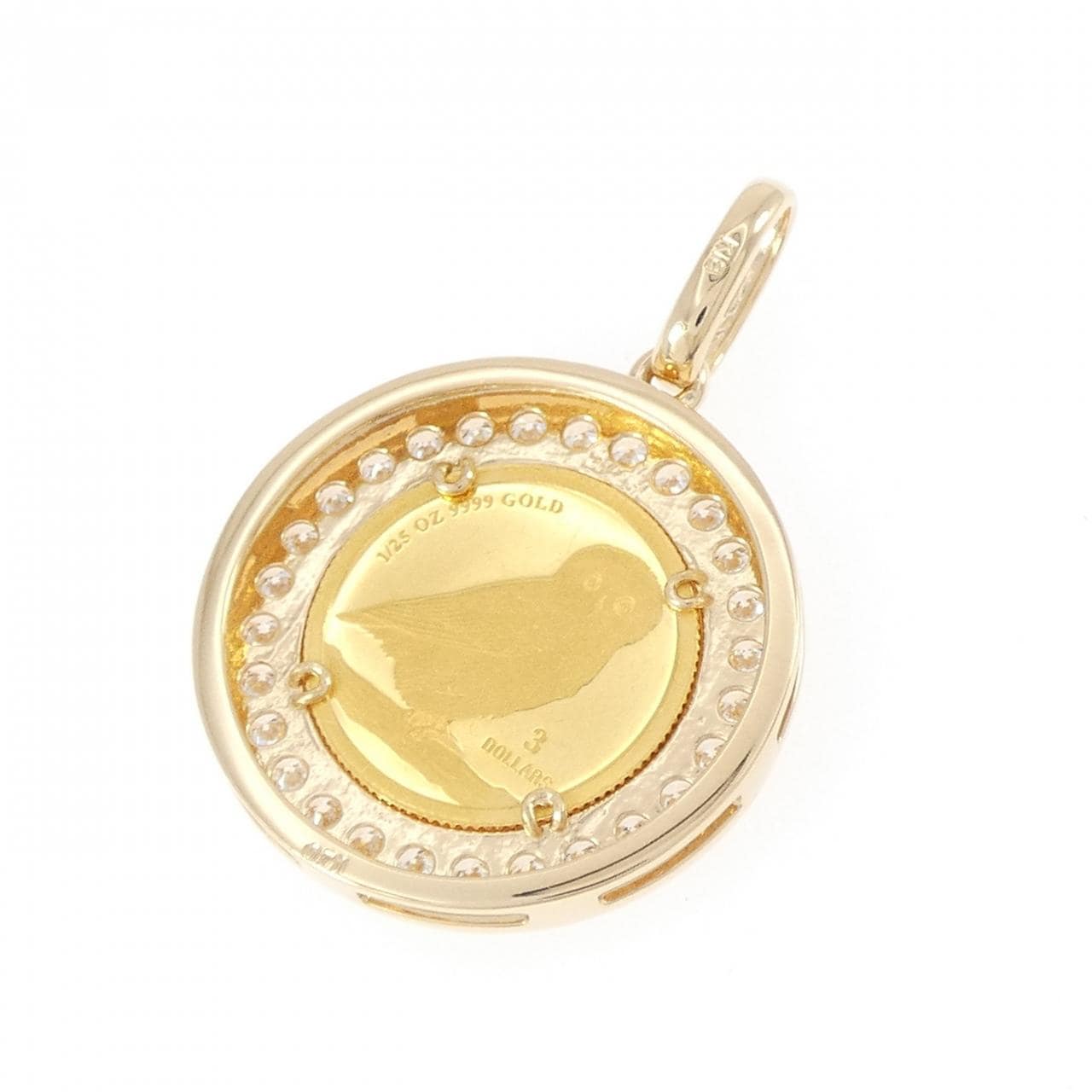 K18YG(枠) ダイヤモンド コイン ペンダント 0.71CT