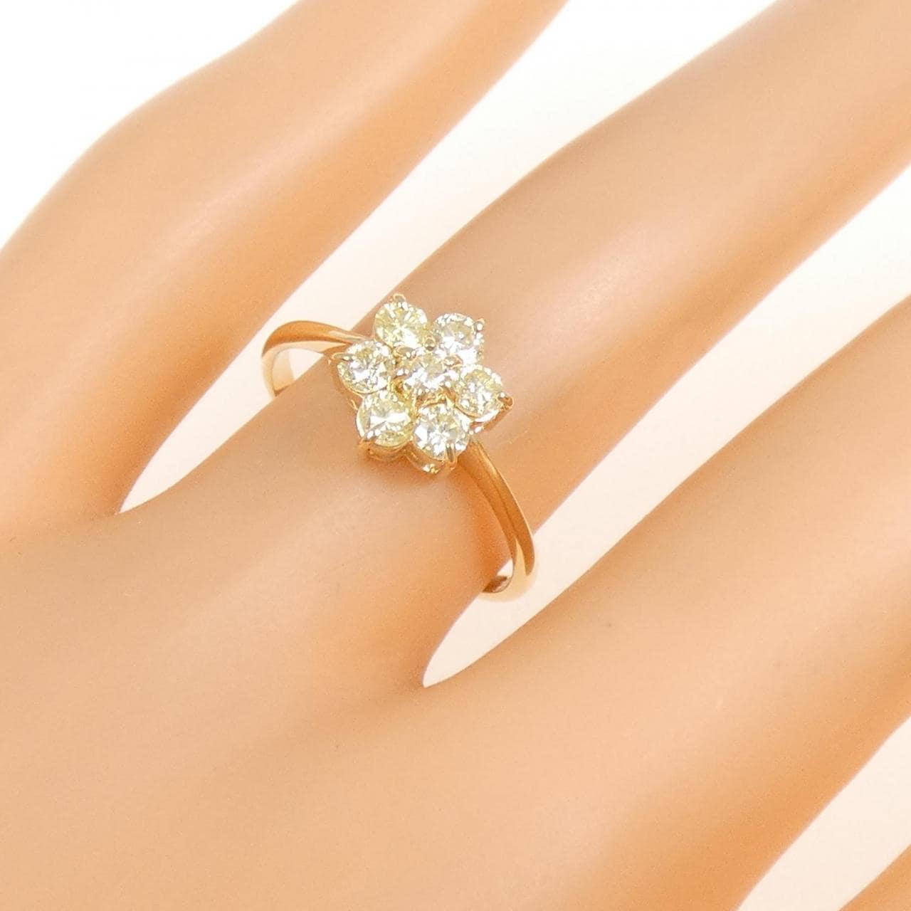 K18YG フラワー ダイヤモンド リング 0.50CT