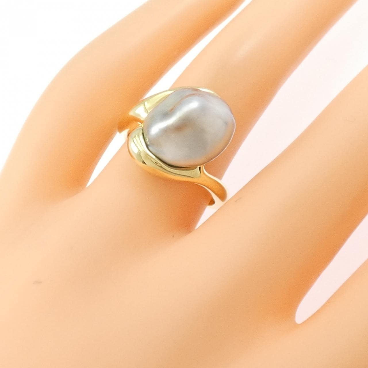 K18YG 黒蝶パール リング