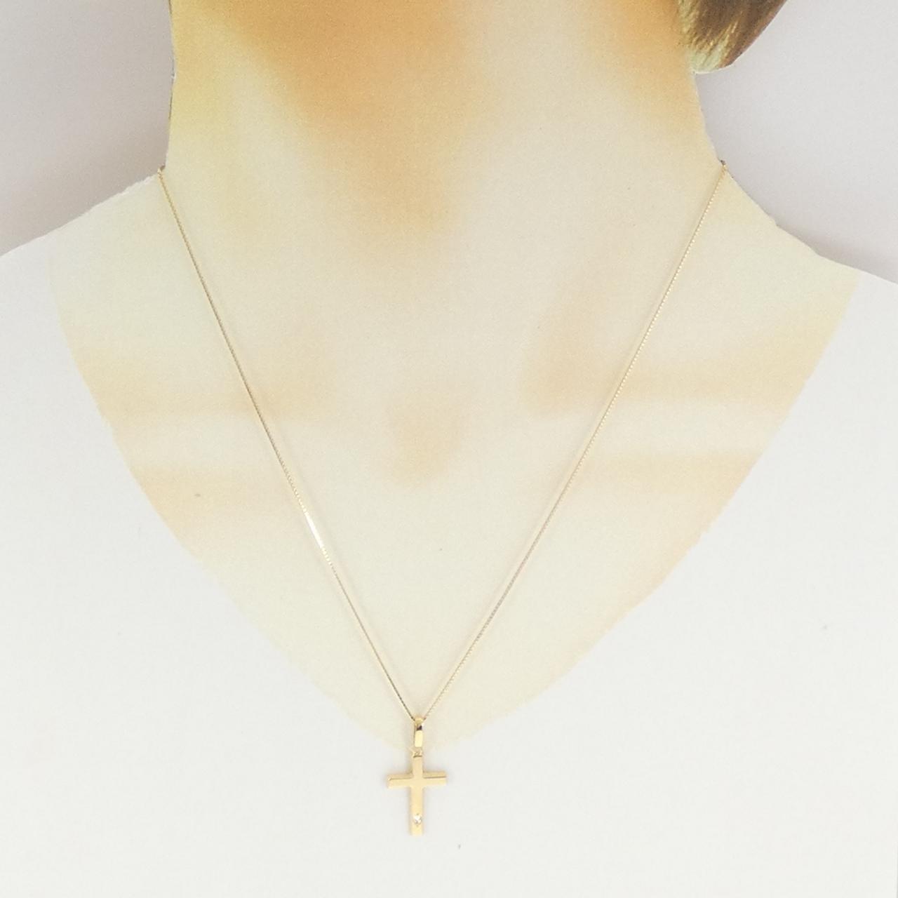 K18YG クロス ダイヤモンド ネックレス 0.02CT