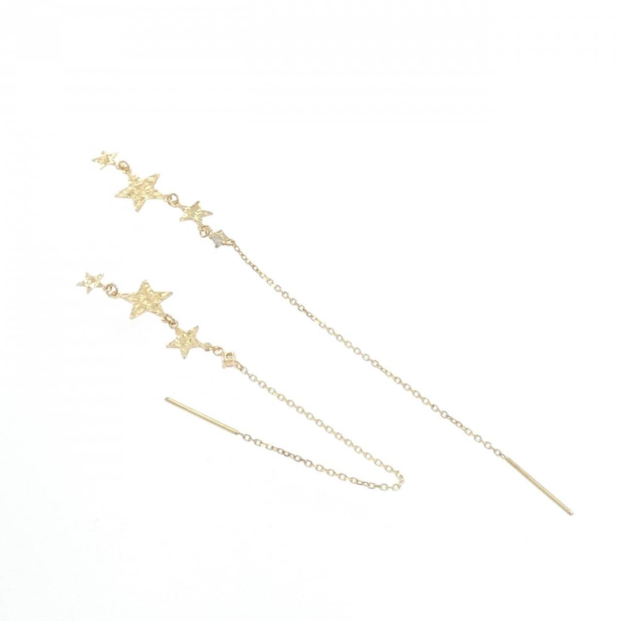 K18YG スター ダイヤモンド ピアス 0.04CT