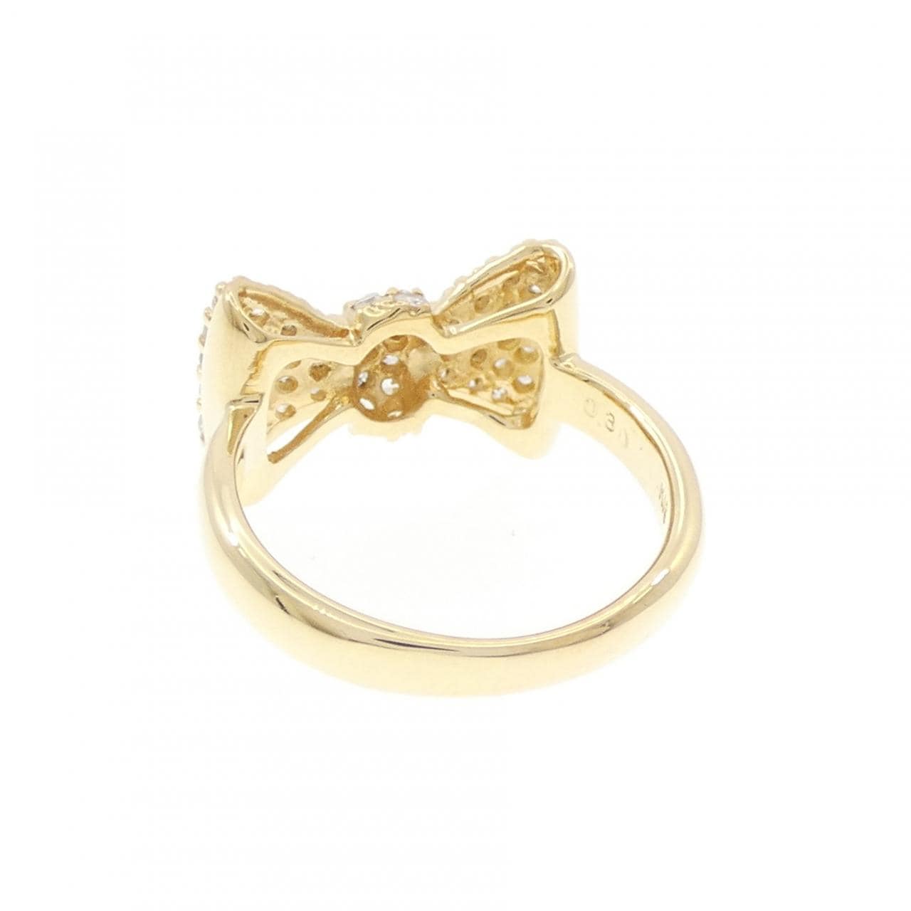 K18YG リボン ダイヤモンド ピンキー リング 0.30CT