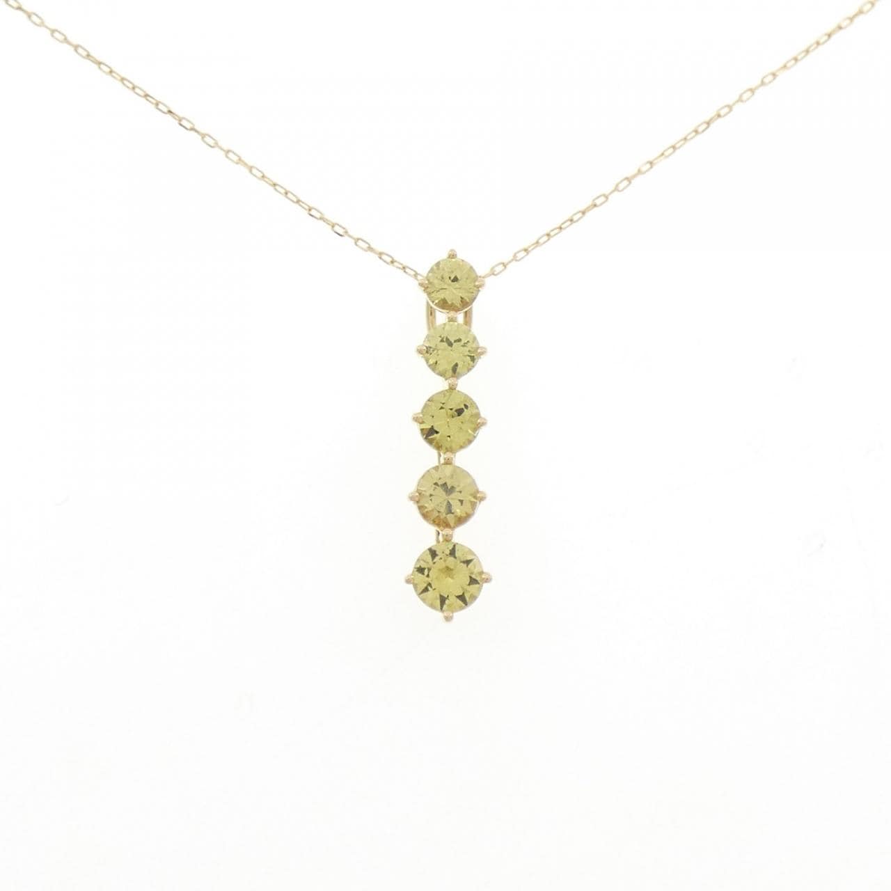 K18YG グリーンガーネット ネックレス 1.20CT