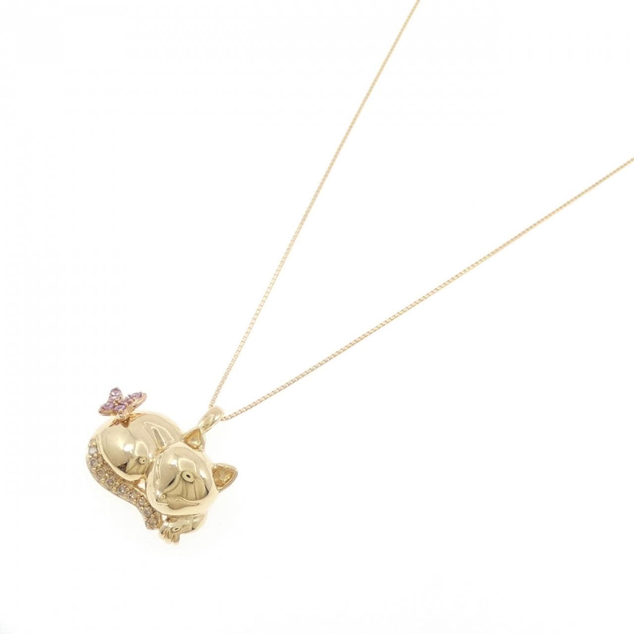 K18YG キャット サファイヤ ネックレス 0.11CT