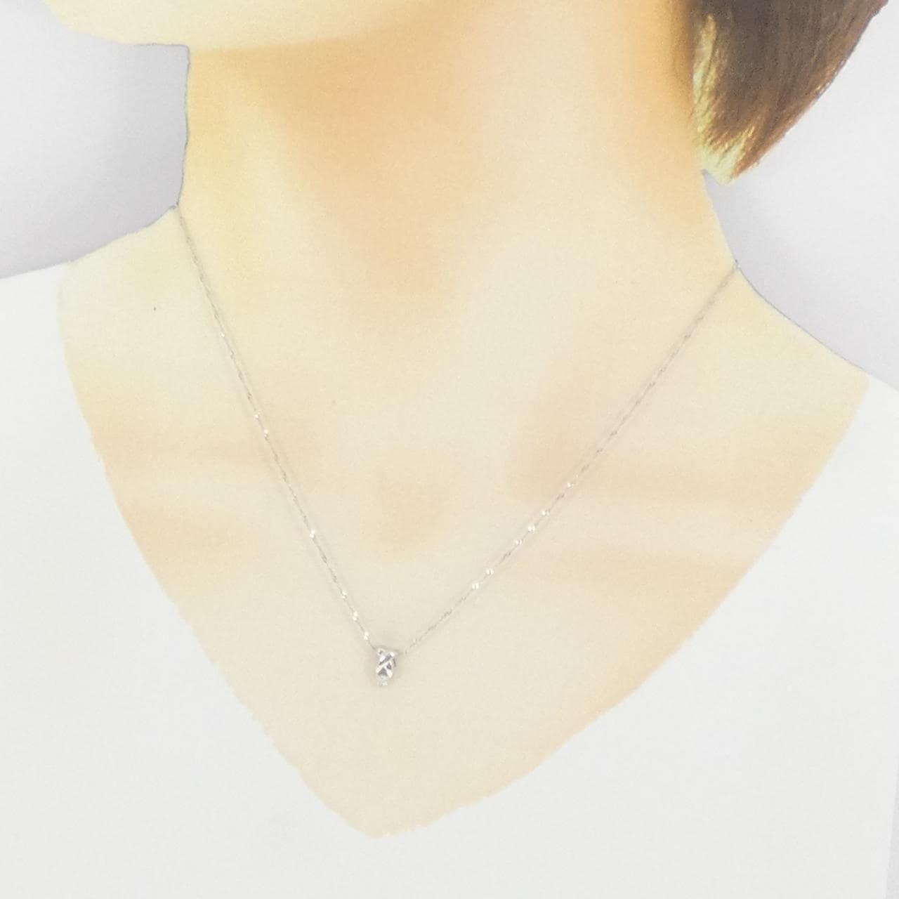 K18WG/750WG ダイヤモンド ネックレス 0.05CT