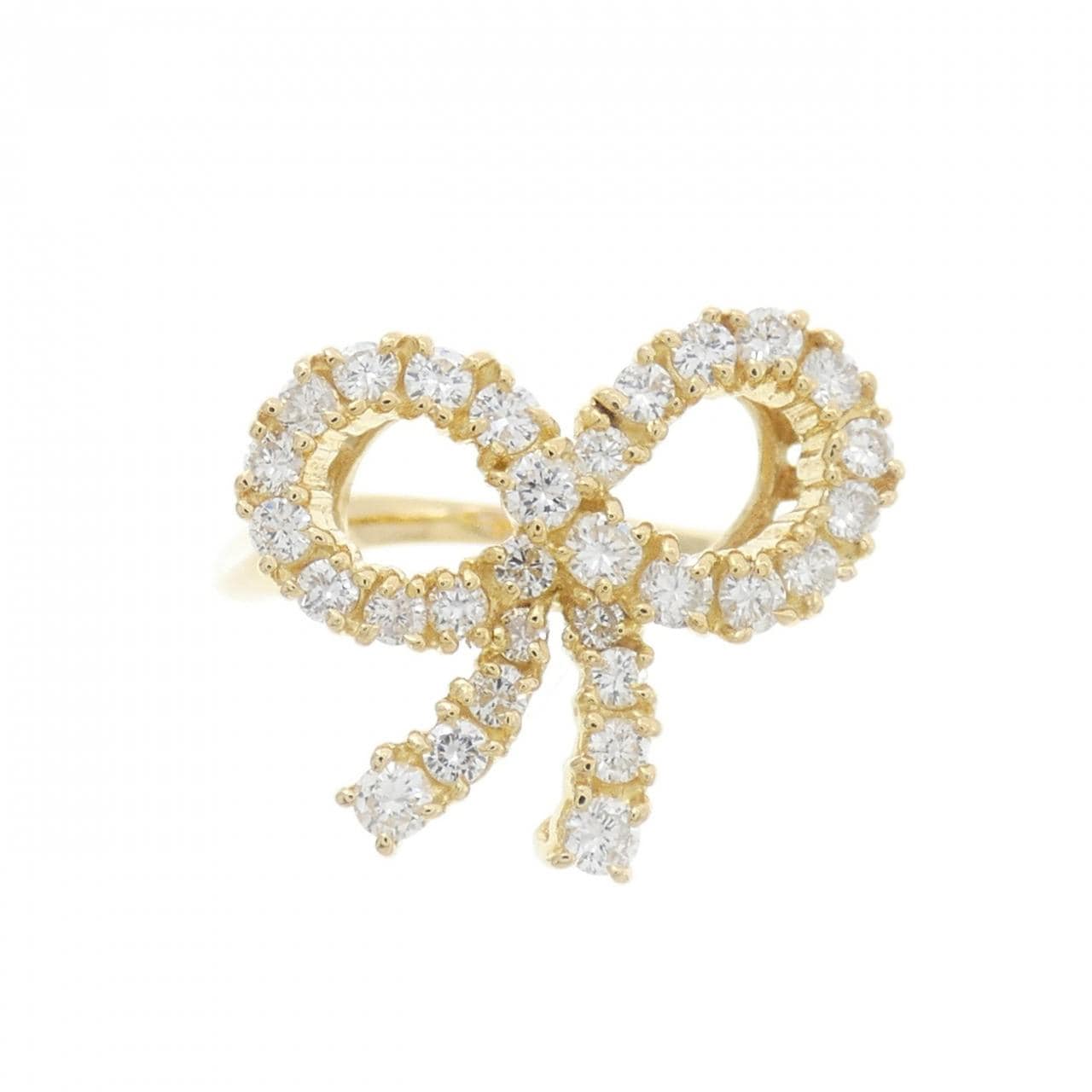 K18YG 丝带钻石戒指 0.88克拉