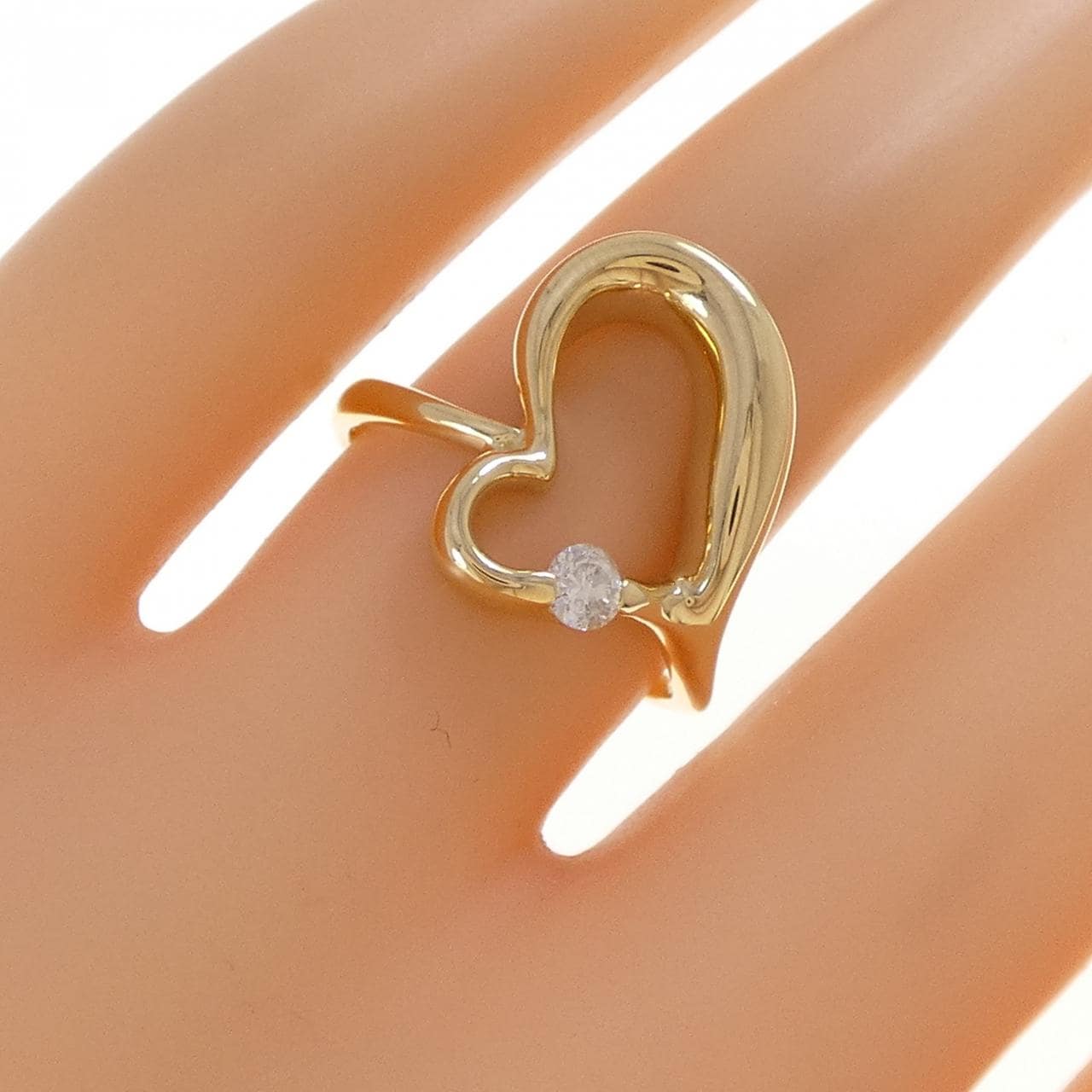 K18YG ハート ダイヤモンド リング 0.12CT