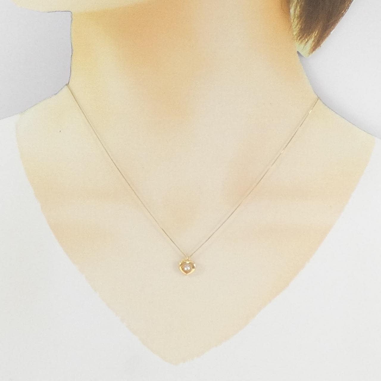 K18YG ハート ダイヤモンド ネックレス 0.10CT