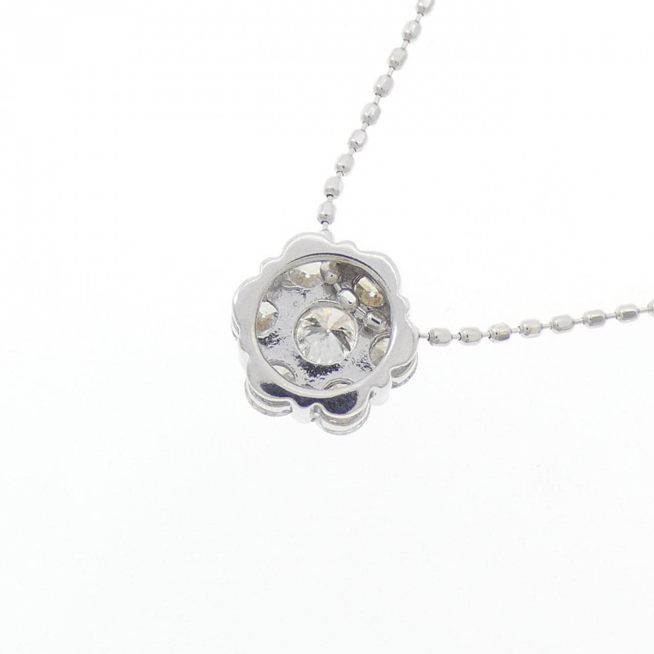 K18WG フラワー ダイヤモンド ネックレス 0.50CT