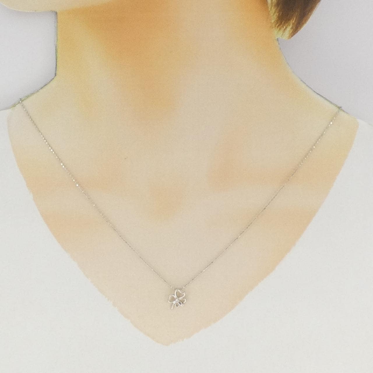 PT900/PT850 クローバー ダイヤモンド ネックレス 0.01CT