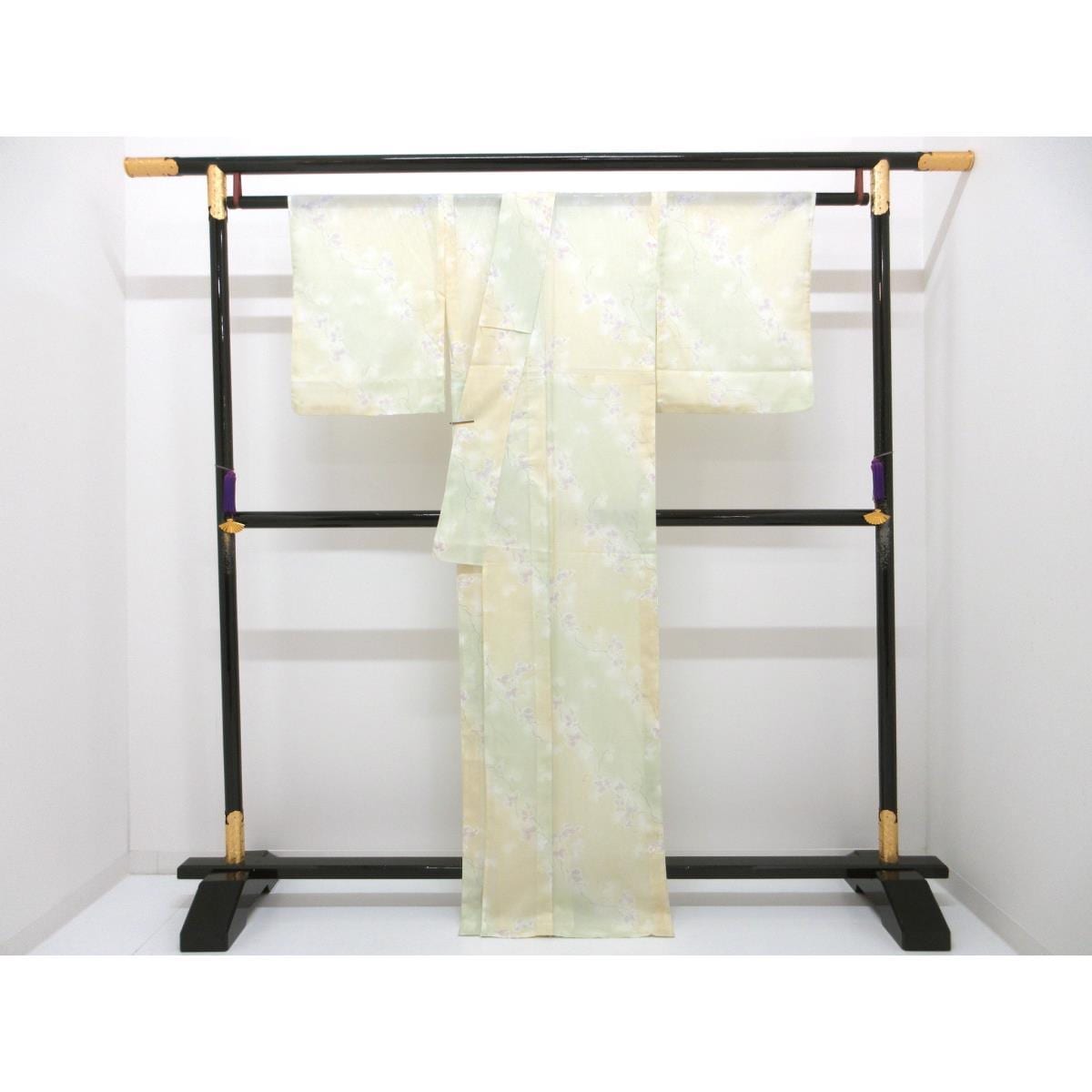 化繊　単衣　絽織小紋