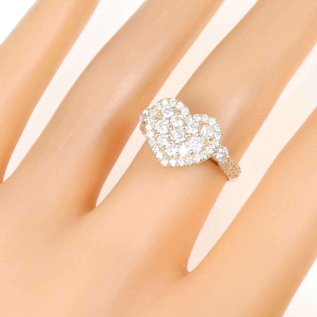 K18PG ハート パヴェ ダイヤモンド リング 1.00CT