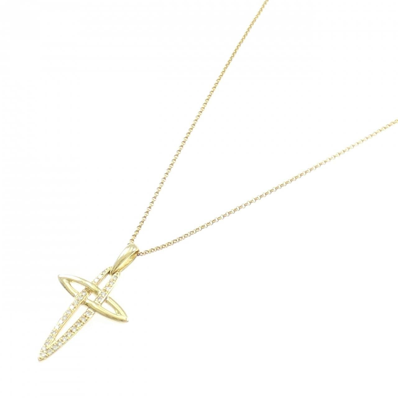 K18YG クロス ダイヤモンド ネックレス 0.20CT