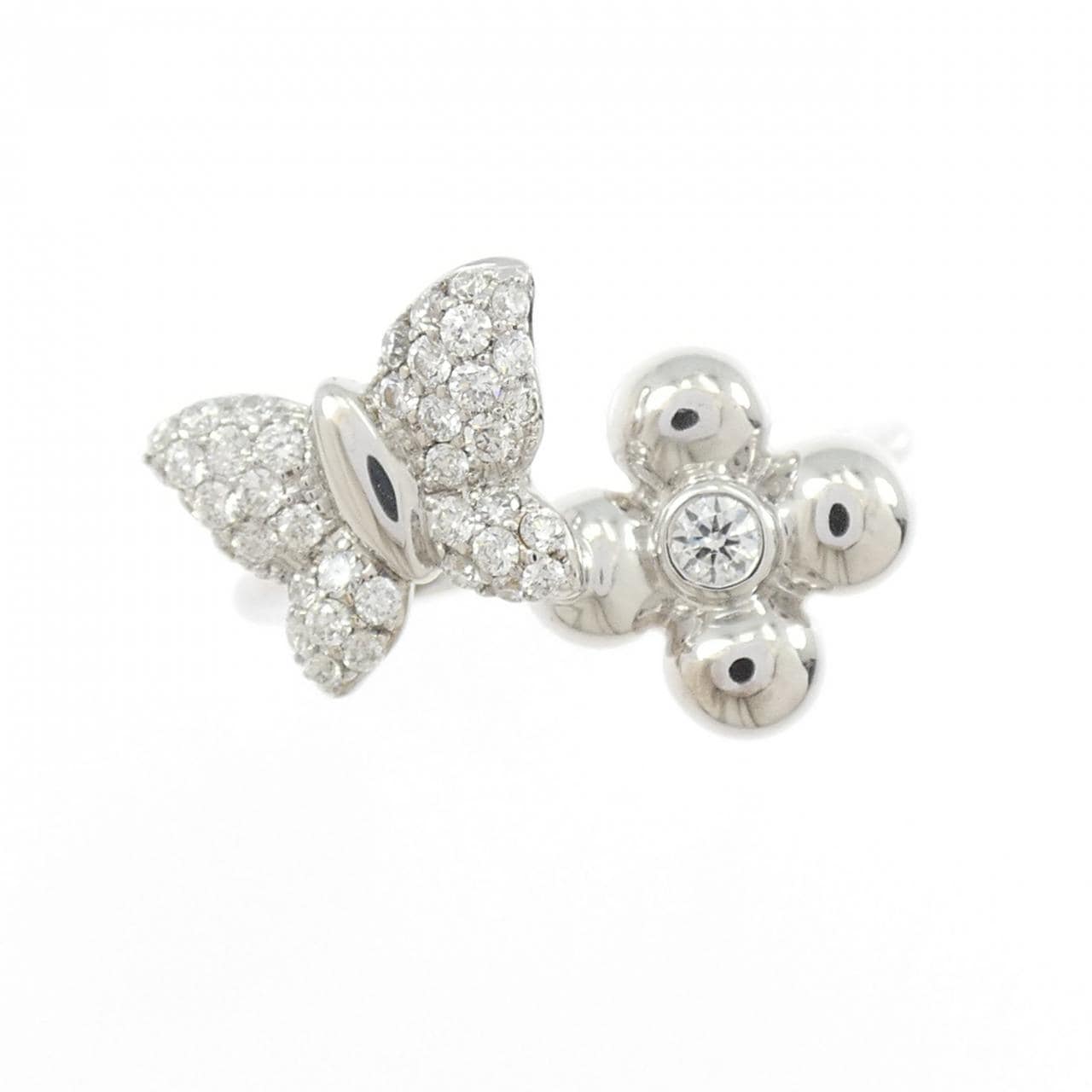 K18WG バタフライ×フラワー ダイヤモンド リング 0.50CT