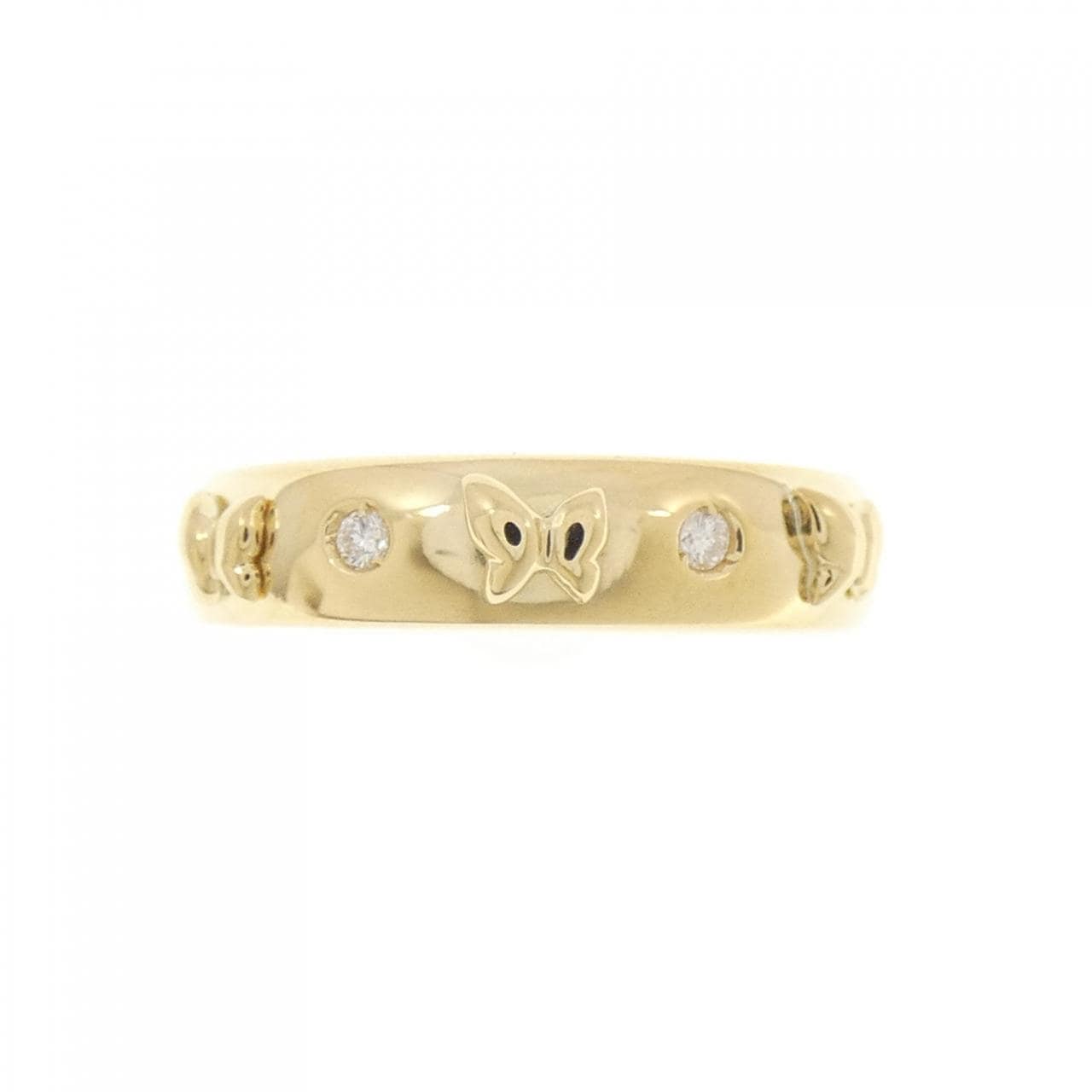 K18YG バタフライ ダイヤモンド リング 0.02CT