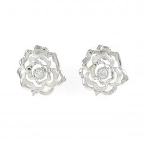 K18WG ローズ ダイヤモンド ピアス 0.14CT